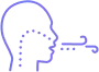 Breathing outline of a person in purple color showing blowing air out.