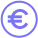Euro currency Icon Circular outline of Euro currency icon in purple color with a circle around it