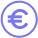 Euro currency Icon Circular outline of Euro currency icon in purple color with a circle around it