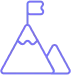 Mission Purple outline of a flag hoisted on a mountain top